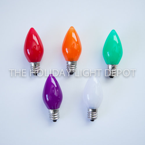 25 C7 MultiColor LED Opaque Christmas Light Bulbs Retro Fit Bulb eBay