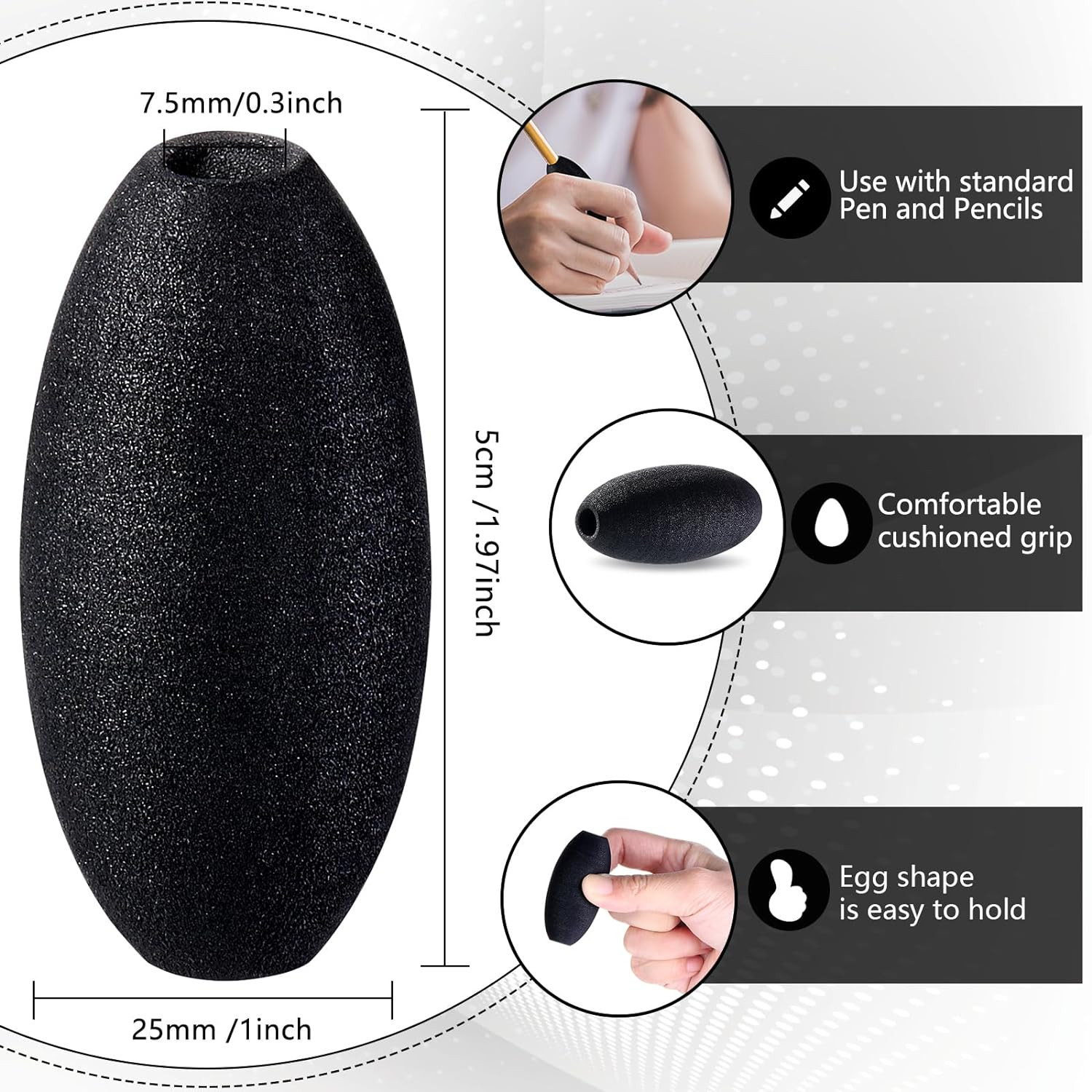 Writing Aid Trainer for Adults Foam Egg Grips Pen Cushioned Holders Writing A...