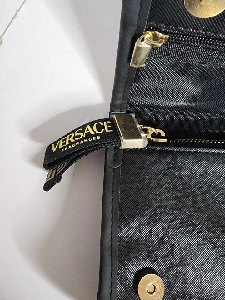 Versace Fragrance Pouch Travel Clutch Cosmetic Makeup Bag Black and gold - Image 3 of 4