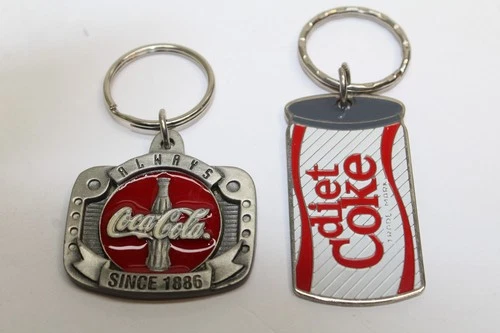 2- Vintage Coca Cola Diet COKE Metal Key Rings