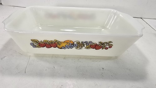 Vintage Anchor Hocking Fire King 1 Qt Pan Baking Dish Natures BountyPattern 441 - Picture 4 of 9