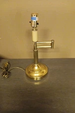 Vintage Underwriters Laboratories Brass Table Lamp Swing Arm 13" Tall Works