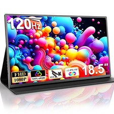18.5 Inch Portable Monitor, FHD 120Hz IPS HDR 125 sRGB USB-C HDMI External T...