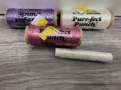 3 Pretty Punch Angel Hair And Purr-fect METALLIC Fine Vintage Embroidery Thread