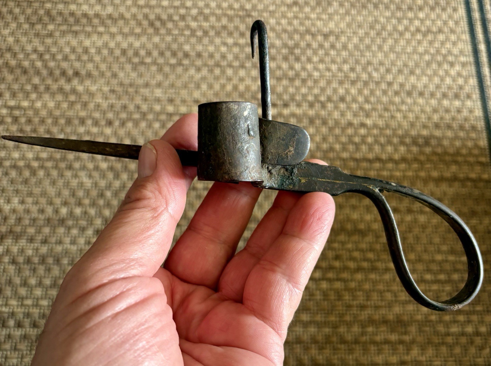 c. 1800s Pistol Grip Miners Candlestick Montana