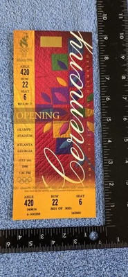 RARE UNUSED 1996 ATLANTA OLYMPICS / OLYMPIC GAMES OPENING CEREMONY TICKET !!!!!!