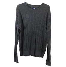 Cutter & Buck Men's Long Sleeve Carlton Cable Knit Crewneck Sweater Charcoal M