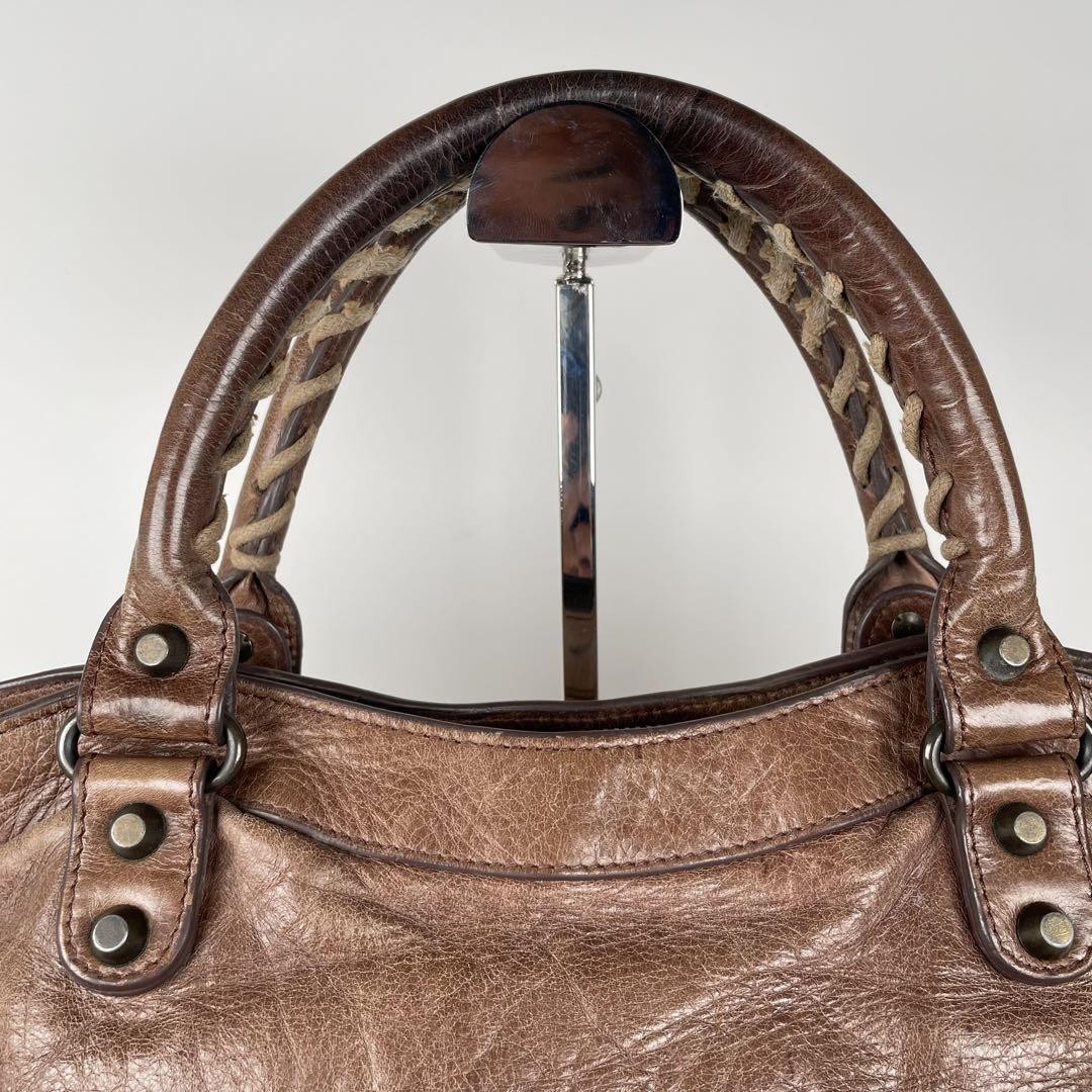 最終価格　BALENCIAGA ブラウンレザーショルダーバッグ Balenciaga The First Hand/Shoulder Bag, 2-Way, Brown Leather, Pre
