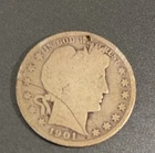 1901 BARBER SILVER HALF DOLLAR NOT CERTIFIED