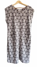 White Stuff GreyWhite Geometric Cotton Shift DressUK 16 Mini Summer Dress Pocket