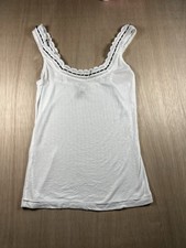 Intimately Free People Tank Top White Ribbed Lace Trim Cami Medium
