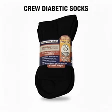 Premium Diabetic Crew Socks Non-Binding Cotton Circulatory Socks 3-12 Pairs