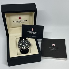 VICTORINOX Dive Master 500 Quartz Date Wristwatch Black SS with Box Authentic