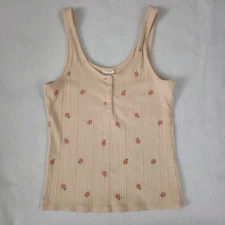H&M Peach Ribbed Tank Top Size M Soft Girl Aesthetic Cottagecore Summer  Cami