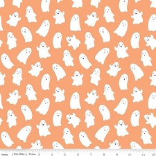 1/4 Yard 9 x42 Riley Blake "Hey Pumpkin" Ghosts Orange Halloween Quilt Cotton