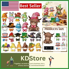 42 Pc Farmhouse Highland Cow Holiday Decor Interchangeable Sign Seasonal Sign...