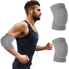 COMNICO Arm Brace Pads Elbow Protector Strap Pair Gray, Breathable Anti-Colli...