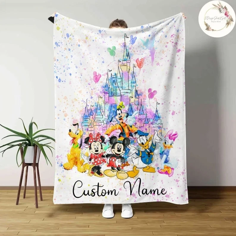 Personalized Mickey And Friends Castle Disney Fleece Blanket