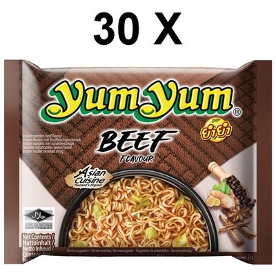 Karton Yum Yum Instant Nudeln Beef Rindfleischgeschmack Rindfleisch 30 x 60 g