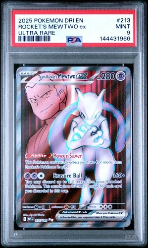 2025 POKEMON DRI EN-DESTINED RIVALS ULTRA RARE TEAM ROCKET'S MEWTWO EX PSA 9