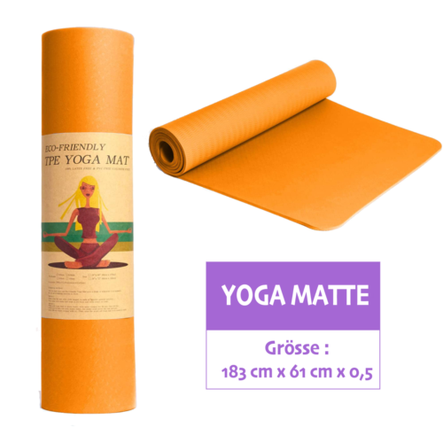 YOGA Anti-Rutsch-Matte Yoga Training Fitness Bio Eco Friendly Workout Orange - Afbeelding 1 van 3