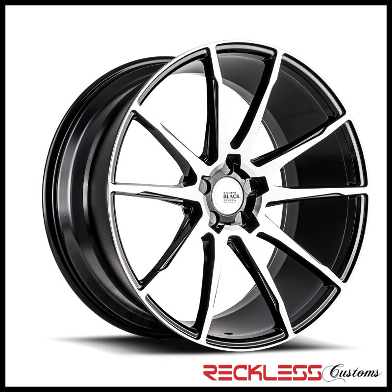 SAVINI 22" BM12 MACHINED BLACK CONCAVE WHEELS RIMS FITS BENTLEY CONTINENTAL GT