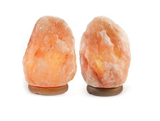 Lámpara de sal del Himalaya de 2 piezas de 6"- 7" lámpara de cristal de roca purificador de aire ionizador Reiki Foto 4 de 4
