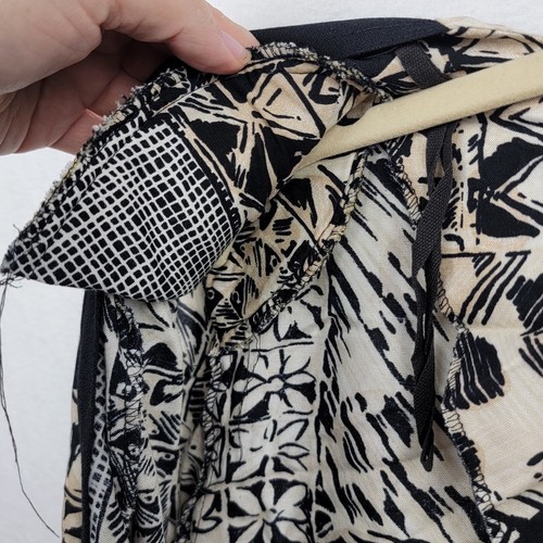 Lady Carol Petites Women's Vintage Open Front Kimono Duster Black White Tan 14 - Picture 6 of 6