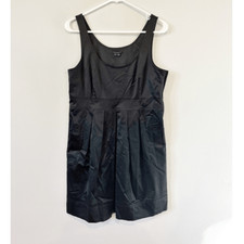 Theory satin scoop neck sleeveless mini dress black