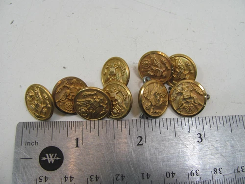 WW2 U.S. Military Eagle Buttons -MIX LOT OF 9 WATERBURY SUPERIOR