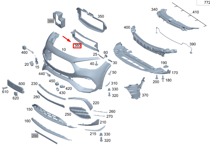 Neu MERCEDES-BENZ GLA H247 AMG vorderes unteres Luftkanalsegment A2478850108