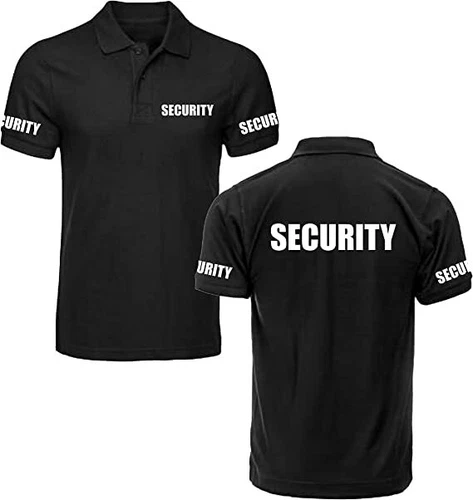Security Polo T-Shirt Men High-Quality Uniform Workwear Short Sleeve Black