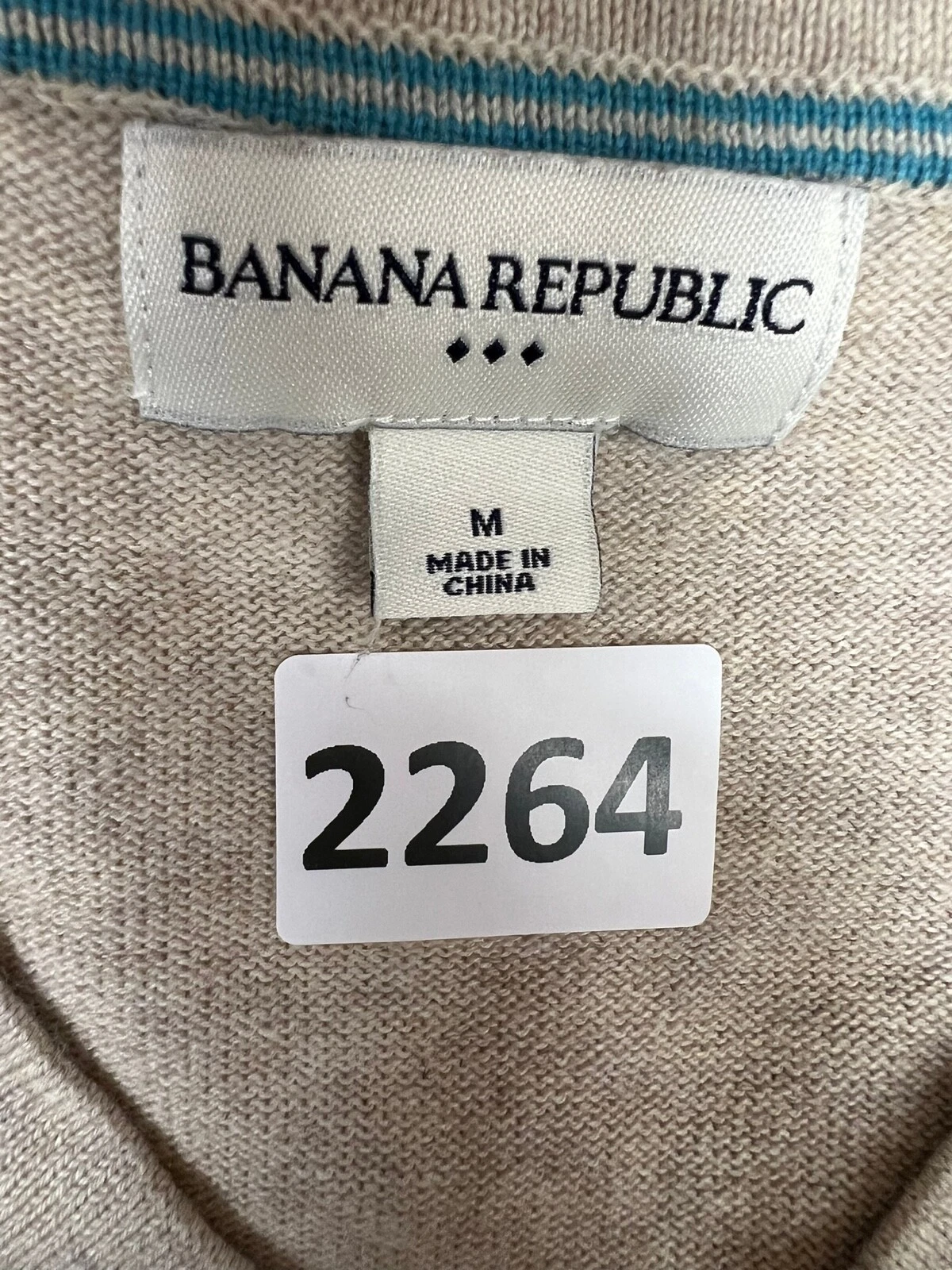 VETEMENTS Felpa uomo Banana Republic media beige scollo a V maglione cotone M