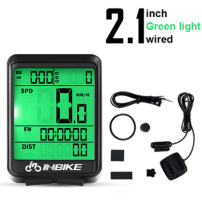 INBIKE IC321 Bicycle Computer Waterproof Wired LCD Odometer Bike Speedomet GREEN