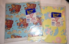 Vtg Baby Gift Wrap Paper Bears & Clowns 2 Sealed Pkgs 2 Sheets Each 20" X 30"