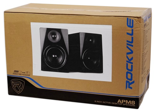(2) Rockville APM8B 8" Powered USB Studio Monitors+Stands+Pads+Condenser Mic - Picture 6 of 11