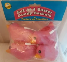 Vtv Blow Mold Plastic Easter Chicks Candy Baskets Sun Hill 1989 Treat Party