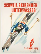 11594.Decor Poster.Room wall art design.1939 Swiss National downhill ski races