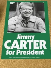 1976 Jimmy Carter for President Election Campaign Poster Sign