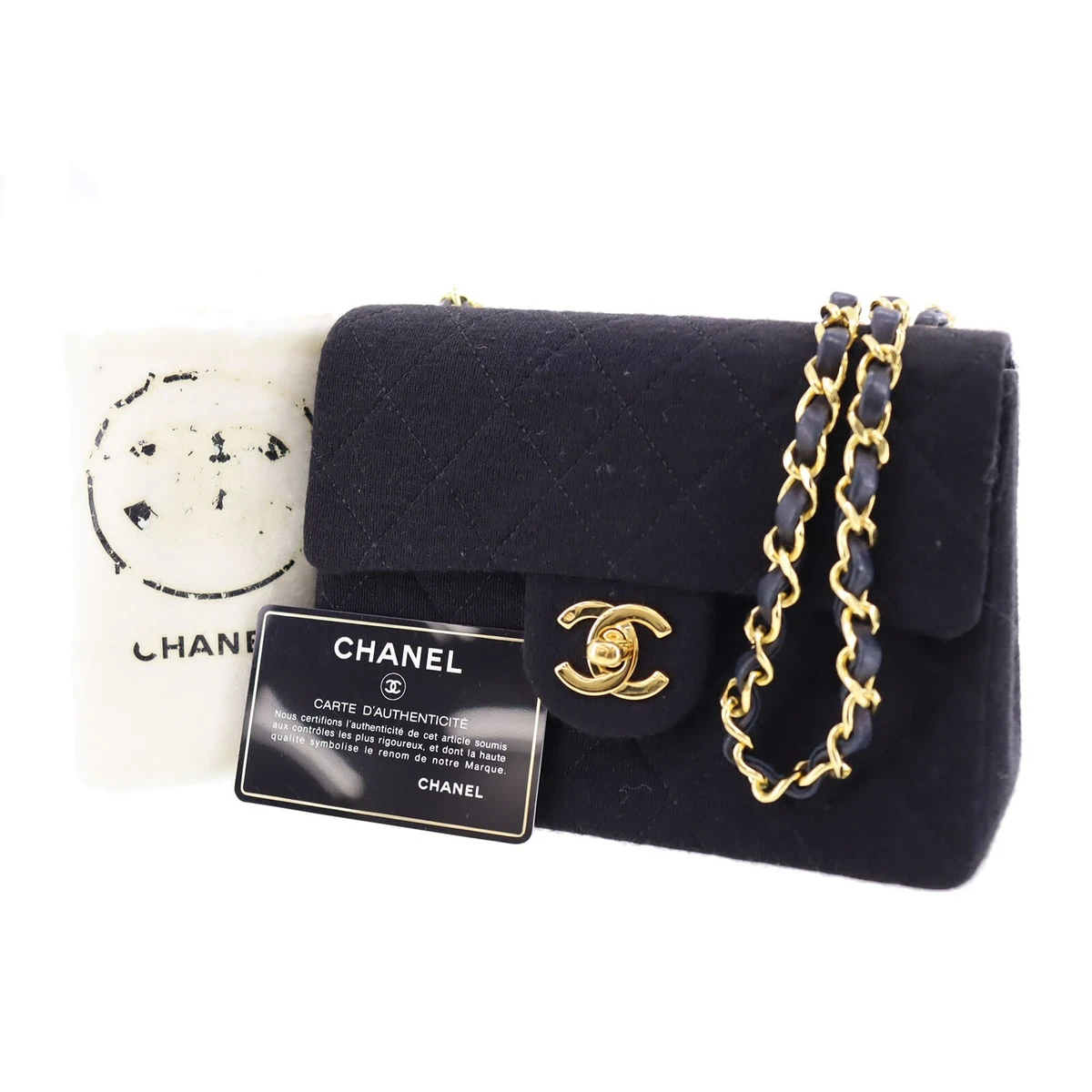 Vintage CHANEL Black Caviar Matelasse Chain Shoulder Bag With 