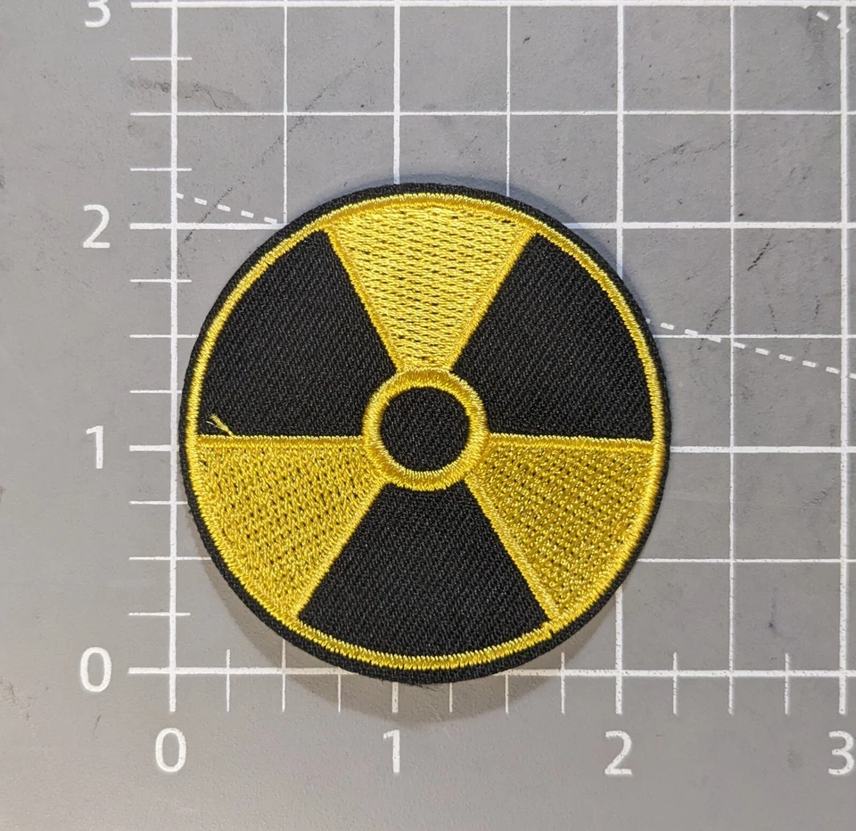 Radioactive Warning Sign Patch Nuclear Toxic Goth Punk Embroidered Iron On 2.25" - Image 2 of 3