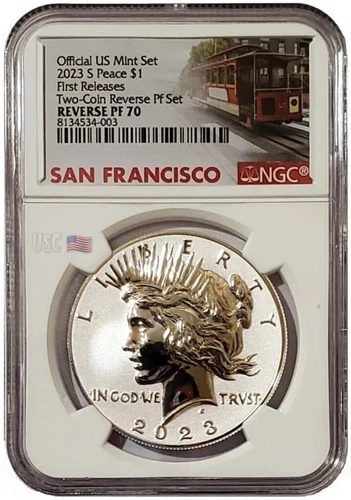 2023-S $1 Reverse Proof PEACE DOLLAR NGC PF70 First Releases Trolley Silver Coin