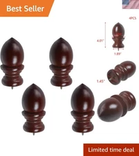 Curtain Finials Wooden Curtain Rod Holders Drapery Finial Set of 4