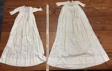  2  Vintage Baby Christening Baptism Gowns Long Layered Lace Cotton Unisex