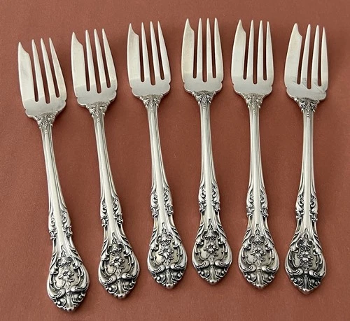 6 Gorham KING EDWARD STERLING SILVER Flatware 6 1/4" SALAD FORKS ~ 228.2 Grams