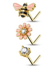 CM Crareesi Mania Bee Nose Studs 316L Stainless Steel Nose Rings Stud Pack 20...