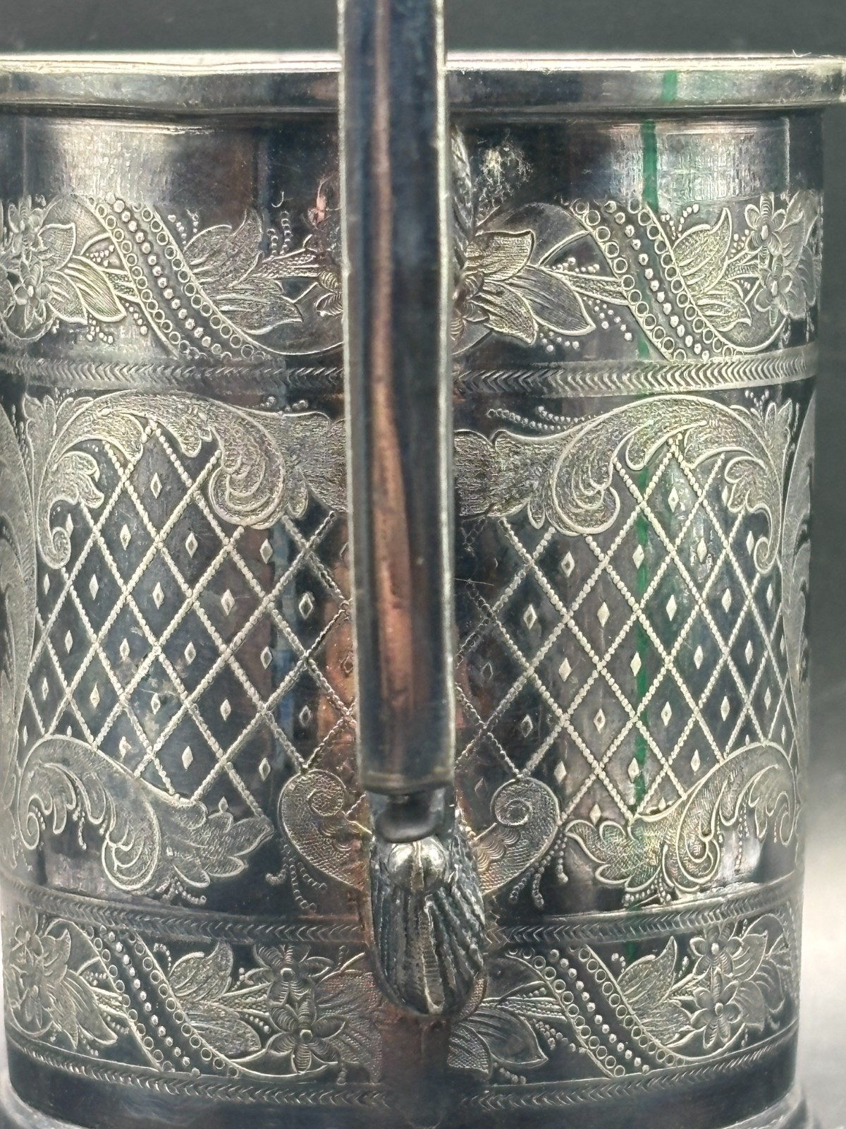 Antique Victorian Silver Plated Baby Cup River Bridge Farm House Engraving Lura