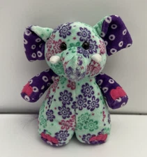 GANZ Amazing World Plush 6” KALLY Elephant FLOWERS Blue Purple Pink Green 86169