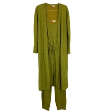 FREE PEOPLE Beach Two Piece Bicoastal Set Jumpsuit Cardigan L Moss Green B68