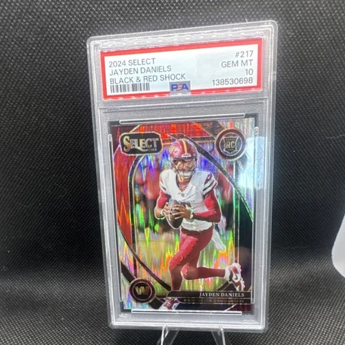 2024 Panini Select Club Level Jayden Daniels Black & Red Shock Rookie #217 PSA …